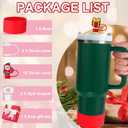 Mity rain 9PCS Christmas Accessories for Stanley Cup - Tumbler Accessories Including 4 Pcs Straw Cover Cap, 4 Pcs Spill Proof Stopper,1 Pc Silicone Boot for Stanley Cup 30/40OZ (Red)