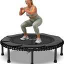 BCAN 450/550LBS Mini Rebounder Trampoline for Adults, 40"/48" Foldable Fitness Trampoline with Bungees, Quiet & Stable Exercise Trampoline Indoor/Home/Garden (BT2, Without Handle)
