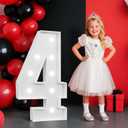2FT Light Up Number for 4th Birthday Party Decor, Anniversary Marquee Number for 4 Years Old Girl Boy Birthday Large Marquee Number for Party Event, Wedding Anniversary, Number 4