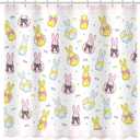 MEHOFOND Easter Shower Curtain,Pink Buffalo Plaid Bunny Rabbit Shower Curtains for Bathroom,Colorful Bows Bunny Rabbits Eggs Shower Curtain Bathroom Decor Sets with 12 Hooks, 72x72 in