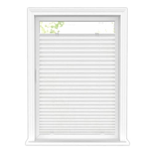 LazBlinds Tool-Free Cordless Pleated Shades with Suction Cups Light Filtering Top Down Bottom Up Pleated Blinds for Windows Size 31" W X 64" H, White