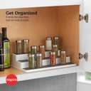 Copco 3-Tier Non-Skid Spice Rack Organizer for Kitchen Cabinet or Pantry, 15-Inch Tiered Shelf, White/Gray, Slip-Resistant Design for Jars and Bottles