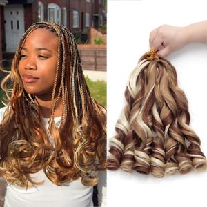 French Curl Braiding Hair Loose Wavy Extensions for Braids Curly Braiding Hair Synthetic French Curl Crochet Braids for Black Women 12 Inch Mixed Color P27/30/613