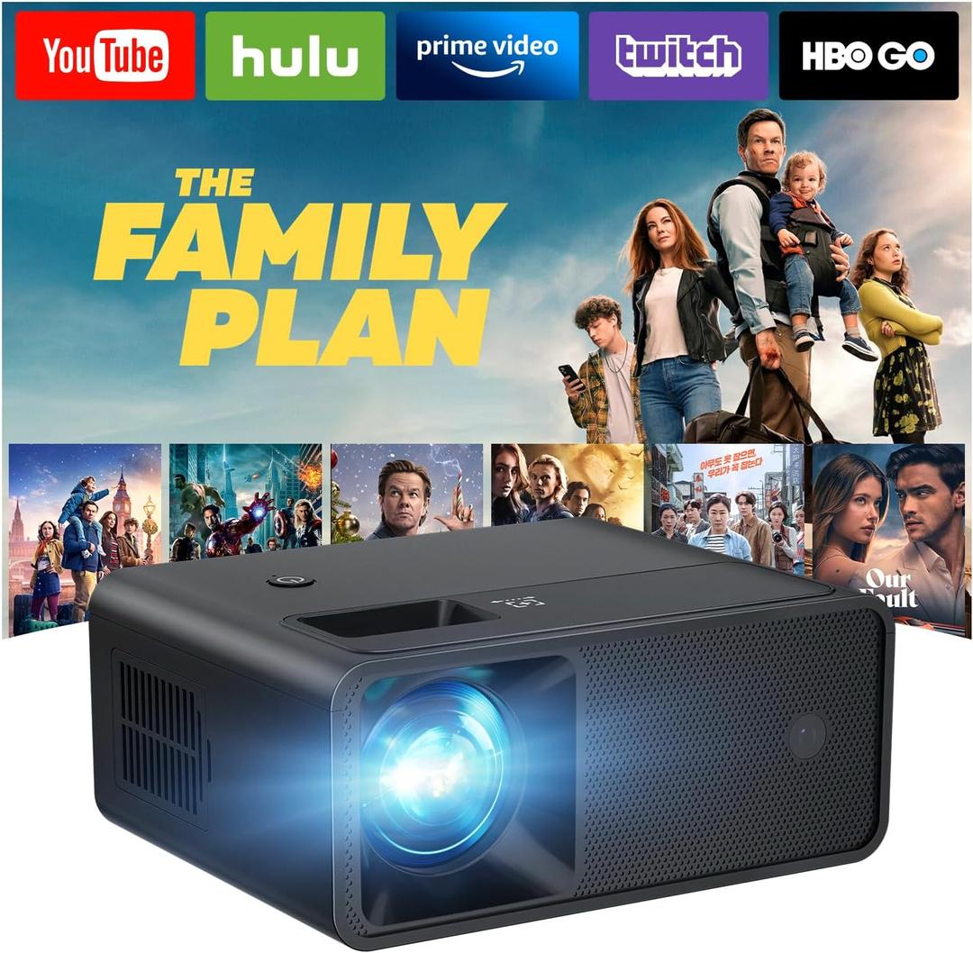CiBest Portable Mini Projector White, 2025 Upgraded Full HD 1080P Projector, Movie Projector Compatible with iOS/Android Phone/Tablet/Laptop/PC/TV Stick/Box/USB