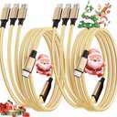 USB C Multi Charging Cable [2Pack 4FT], 3 in 1 Charging Cable Nylon Braided USB-C Multiple Charger Cord with Type-C, Micro USB and IP Port for Cell Phones and More (Golden) (2Pack4FT)
