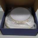 N9R 60PCS White Plastic Plates with Gold Rim, Elegant Disposable Plates, Circular Ribbed Design, 30 Dinner & 30 Dessert Plate for Parties, Weddings, Banquets, and Events (Translucent White)