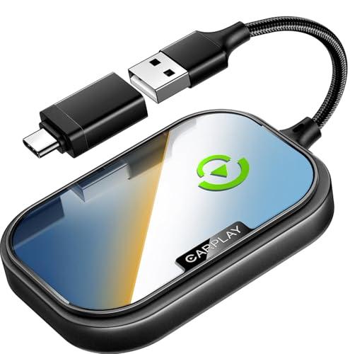 Wireless CarPlay Adapter for Apple iPhone, Converts Factory Wired CarPlay to Wireless CarPlay 2024 Upgrade Plug & Play Auto Connect Fast Easy Use for Cars from 2017 & iPhone iOS 10+ Matte Black