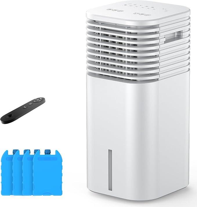 FLOWBREEZE 24" Windowless Portable Air Conditioner, 15H Timer & 120Oscillation, 3-IN-1 Portable AC Unit w/Remote, 2Gal Tank, 3 Modes & Speeds, Ultra-Quiet Ventless Swamp Cooler for HomeOffice, Creamy