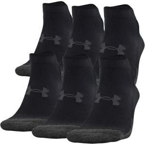 Under Armour Adult Performance Tech Low Cut Socks (3 and 6 Pack) (Large, Black (6-pairs))