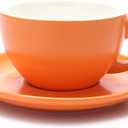Coffeezone Americano Cup and Saucer Latte Art & Cappuccino for Barista (Matte Orange, 8.5 oz)