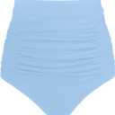 RELLECIGA Women's High Waisted Bikini Bottom Tummy Control Ruched Full Coverage Swim Bottom (Medium)