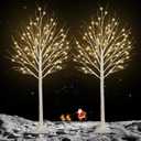2 Pack 5FT 200LED Christmas Lighted Birch Tree, Timer Function Prelit Artificial Tree Lamp Plug in with Warm White Lights, 2 Modes Twinkling Twig Trees for Indoor Outdoor Party Christmas Decorations