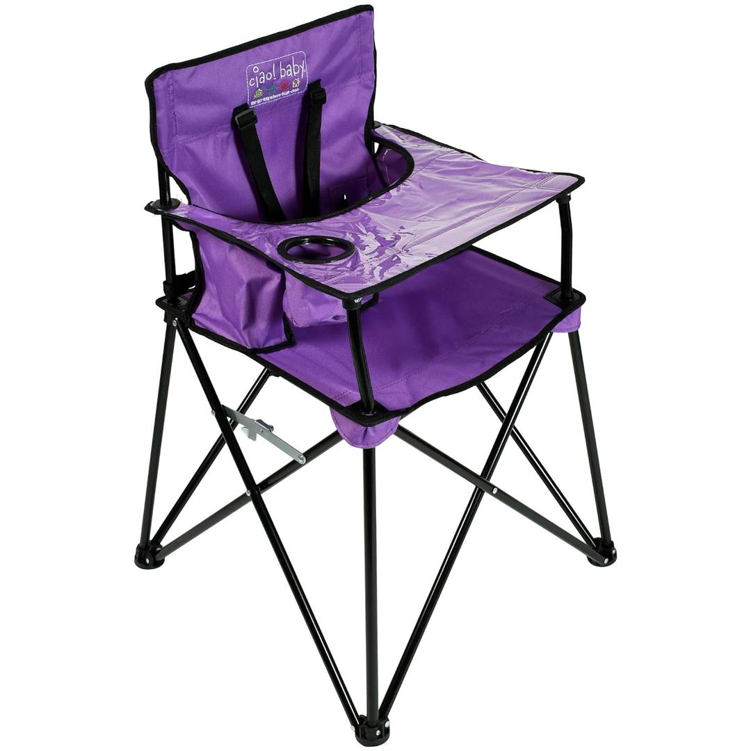 ciao! Baby Portable High Chair, Fold Up Travel Seat with Tray, Designed for Camping and Picnics, Lightweight Design, Ideal for Babies and Toddlers, Purple