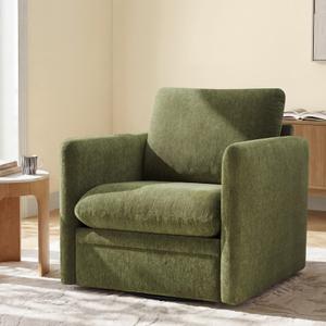 360 Swivel Accent Chair,Upholstered Armchair with Deep Seat, Sturdy Metal Base for Living Room,Nursery,Bedroom,Moss Green