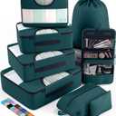 Veken 8 Set Packing Cubes for Travel Essentials, Suitcase Organizer Bags in 4 Sizes, Carry-On Luggage Accessories with Large Laundry & Hanging Toiletry Bag, Must-Have for Airplane, Road Trip & Camping (Indigo Teal)