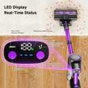 Cordless Vacuum Cleaner, 500W/40Kpa Vacuum Cleaners for Home, Stick Vacuum Cordless with LED Display, Anti-Tangle & Wall Mount