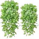 BohoSM Artificial Hanging Plants 2pcs Fake Hanging Plant Artificial Outdoor for UV Resistant Plastic Plants (6pcs-Fall Green)