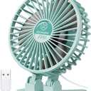 JZCreater USB Desk Fan, Mini Fan Portable, 3 Speeds Desktop Table Cooling Fan, Plug in Power Fan, Rotation Strong Wind, Quiet Personal Small Fan for Home Desktop Office Travel Bedroom, Apple Green