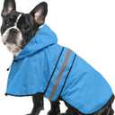 Waterproof Reflective Dog Raincoats - Adjustable Puppy Rain Coat Jacket, Lightweight Dog Hooded Slicker Raincoats Poncho for Small to X- Large Dogs and Puppies (Blue, Small)