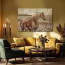 ZENPEE Horse Canvas Wall Art for Living Room Large Brown Horse Painting Western Farmhouse Wall Decor Above Couch Rustic Animal Wall Art 32x48 Inch