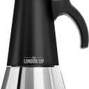 London Sip Stainless Steel Stovetop Espresso Maker Moka Pot Italian Coffee Percolator, Matte Black, 6 Cup