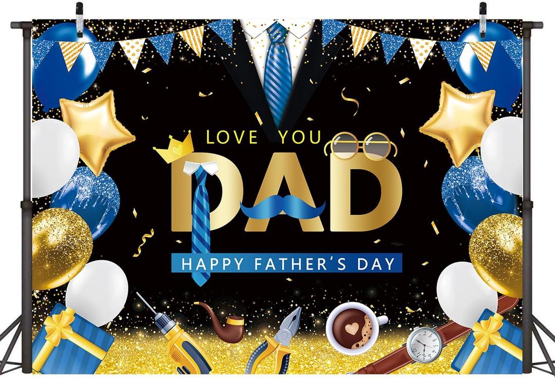 Love You Dad Happy Father's Day Backdrop I Love Dad Father's Day Photography Background Party Decor Photoshoot Banners 7x5ft