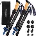 TREKOLOGY Trek-Z Cork Grip Trekking Poles  Lightweight Folding Hiking Poles, Adjustable Height, Compact Travel Design, Aircraft-Grade Aluminum Walking Sticks for Men & Women (Black with Blue)