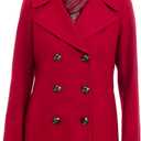 London Fog Women's Double Breasted Peacoat with Scarf, Red, Small