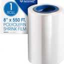 Spartan Industrial - 8" X 550' Polyolefin Centerfold Heat Shrink Wrap Roll - 80 Gauge Shrinkable Film for Packaging Books, Toys, Sporting Goods, Medical Supplies, and More