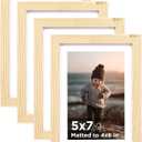 KINLINK 5x7 Picture Frame Wood Grain Set of 4, Wooden Photo Frames Matted 4x6 with Plexiglass for 4x6 with Mat or 5x7 without Mat for Table and Wall Display
