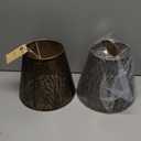 Double Small Bronze Gold Lamp Shade Clip On Bulb Set of 2, Alucset Barrel Fabric Lampshade for Table Chandelier Wall Lamp 5x8x7 Inch 2Pcs