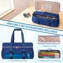 Teamoy 3 Pcs Empty Mahjong Bag, American Mahjong Set Bag with Tiles Bag and Racks & Pushers Bag, Mahjong Tile Set Bag with Game Mat Magic Tape, Dark Blue