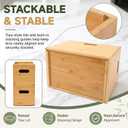 Sintuff 3 Pcs Stackable Bamboo Storage Boxes with Lids and Handles