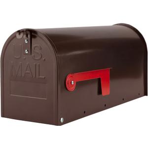 Bronze Metal Mailbox Post Mount, RAINHOL Medium Compacity Mail Box, Galvanized Steel Standard Mailboxes for Outside, 20 x 8.7 x 6.7 inches