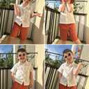Arshiner Boys Cotton Linen Shorts Sets Button Down Short Sleeve Shirt and Shorts with Bucket Hat Summer Beach Outfits (White)