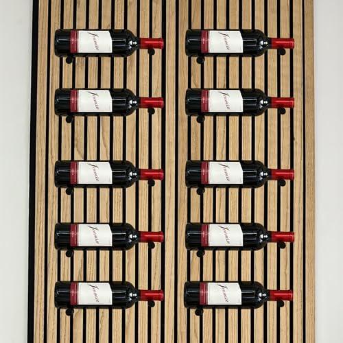 Wall Mounted Wine Rack (Set of 10-2 Studs Each) | Sleek and Narrow Black Aluminum Studs | Hanging Display for Wine and Liquor Bottles