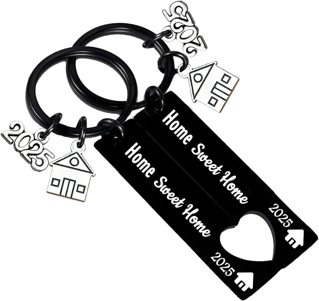 Ghloyza 2PCs Housewarming Gifts Sweet Home Keychain 2025 New Home Gift New House Keyring Sweet Homewarming Gifts for Women Couple Friends Adventures Home Owners Keychains