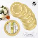 MAONAME 50 PCS Foil Gold Charger Plates Bulk, 13 Inch Beaded Plate Chargers for Dinner Plate, Plastic Round Chargers for Table Setting, Wedding