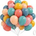 60pcs Boho Rainbow Balloons Assorted Colors 12inch with Slate Dusty Blue Mustard Yellow Pink Nude Colorful Balloons for Baby Shower Flower Groovy One Two Birthday Party Decorations