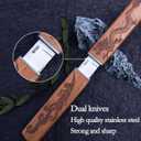 Professional Steak Knive Set, 2Pcs Unique Sharp Steak Knives with Pairing Bamboo Knife Sheath, Camping Fruit Knife Set for Chefs Meat Bbq Outdoor