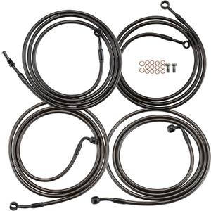 Black 14-16 Inches Ape Hanger Cable Brake Line Clutch Cable Kit For ABS Models Harley 2014-2016 Touring Stainless Braided
