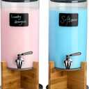 Glass Laundry Detergent Dispenser with Holder,1.1 Gallon Laundry Liquid Dispensers with Stainless-Steel Tap,Large Glass Fabric Softener Containers with Stand for Laundry Room Organization - Pack of 2