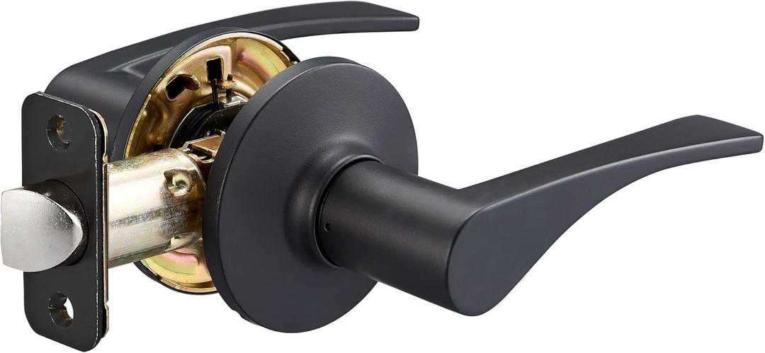 Amazon Basics Victorian Easy Installation Passage Door Lever, Matte Black, 1-Pack