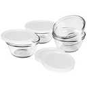 Anchor Hocking Glass Ramekins, 6 Ounce Glass Custard Cups with Lids, Set of 4