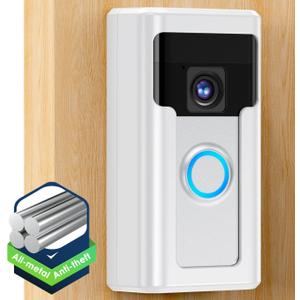 Liwin All-Metal Adhesive Video Doorbell Mount Compatible with Ring/Blink Wireless Video Doorbell, No-Drill Mounting Bracket Wedge Adapter Holder Accessories for Home Rentals, White