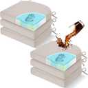 downluxe Chair Cushions for Dining Chairs, Memory Foam Linen Kitchen Chair Pads with Ties, Waterproof, Stain-Resistant and Washable Cover, 17" x 16" x 2.5", Beige, 6 Pack