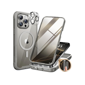 Miracase for iPhone 16 Pro Max Case 6.9'', [Bubble Free] Full-Body Bumper Phone case with Built-in Full Glass Screen &Lens Protector,Compatible with MagSafe,Drop Proof 16 Pro Max Cover,Titianium