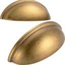 10 Pack 3 Inch Antique Brass Cup Drawer Pulls Vintage Brass Cabinet Handles Brass Cabinet Pulls for Kitchen Cabinets 1886 Drawers Bedroom Dresser Bathroom Vanity Cupboard