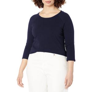 Hanes Women's Raglan Sleeve Stretch Cotton Crewneck Tee (XX-Large, Navy)