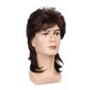 Baruisi 80s Men's Mullet Wig Brown Cosplay Halloween Wig for Fancy Dress